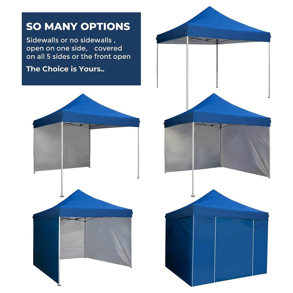 Pop up canopy outlet tent with sides