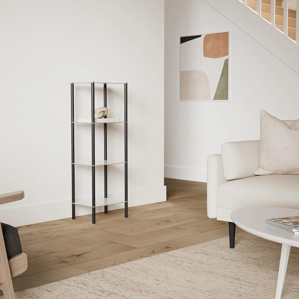 mDesign 4-Tier Glass Shelf, Black