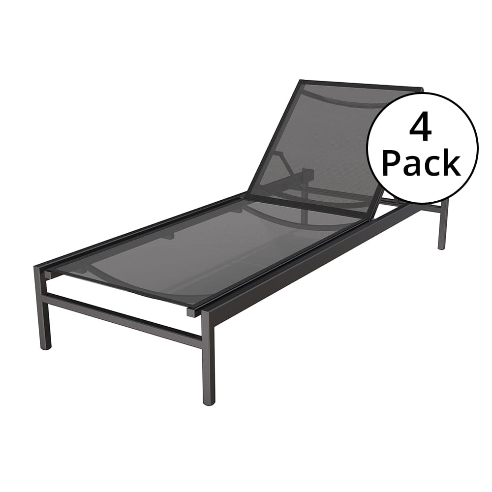 Maiori Impression Sunbed with Sling, Charbon, 4 Pack