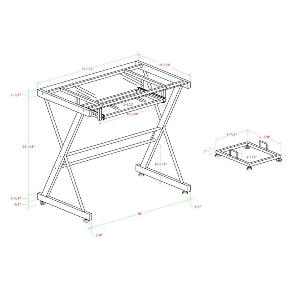 Walker Edison Imperial Solo Glass Desk, Black