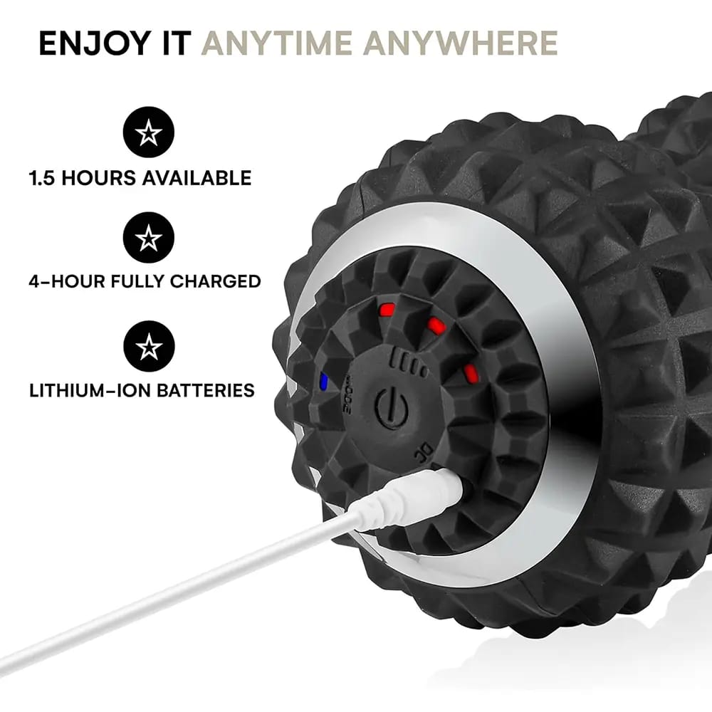POWRX Rechargeable Vibrating Massage Roller, Black