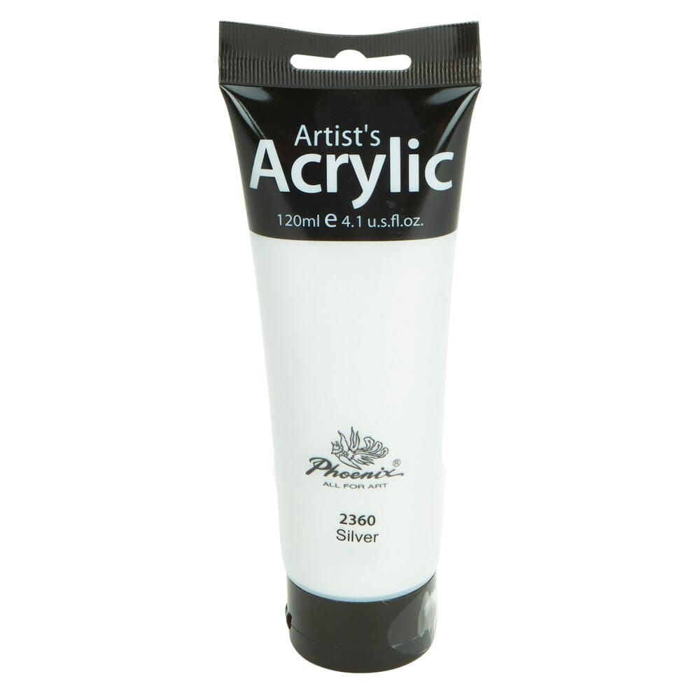 Phoenix Artist's Acrylic Paint, Silver, 120 ml