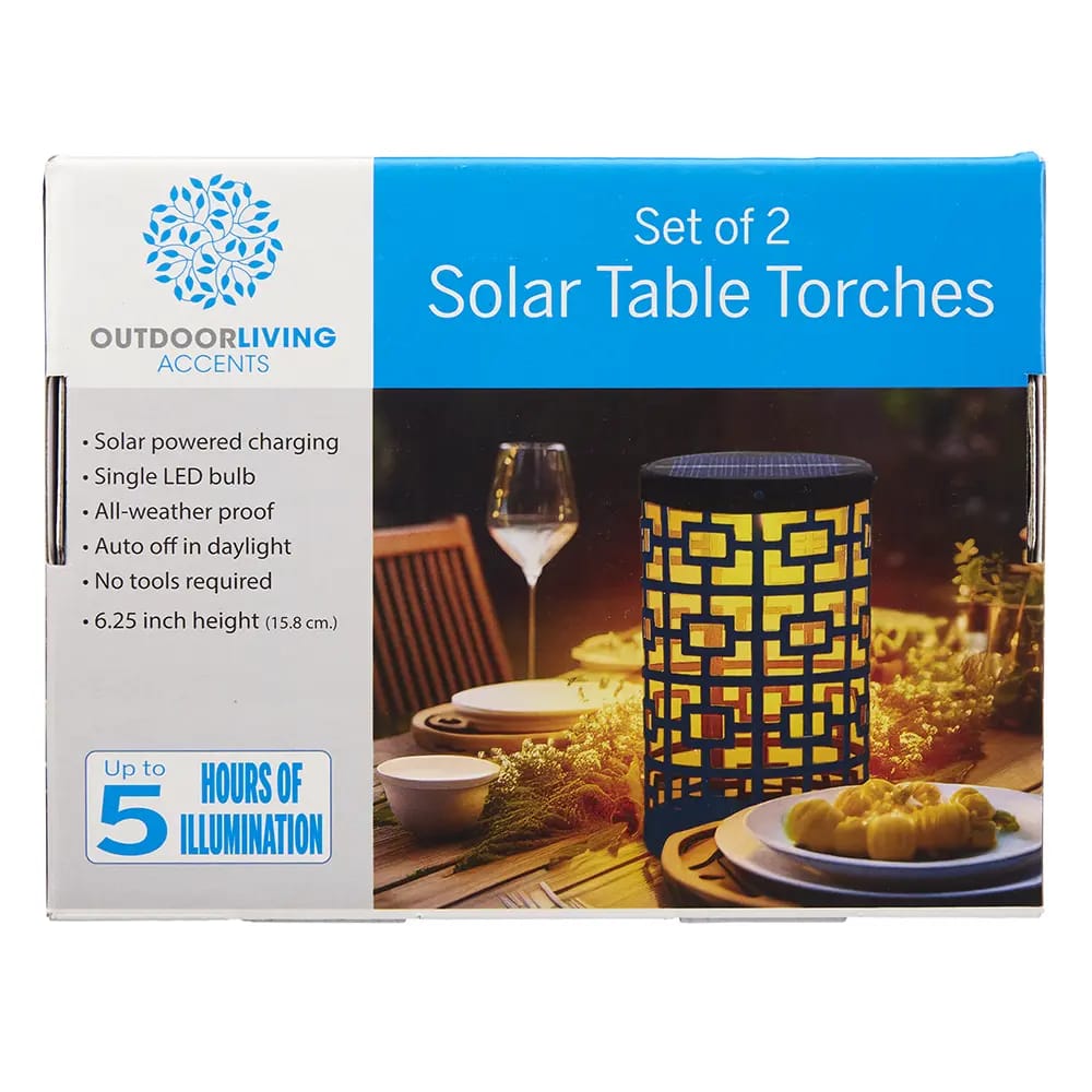 Outdoor Living Solar Table Torches, Navy, 2pk.