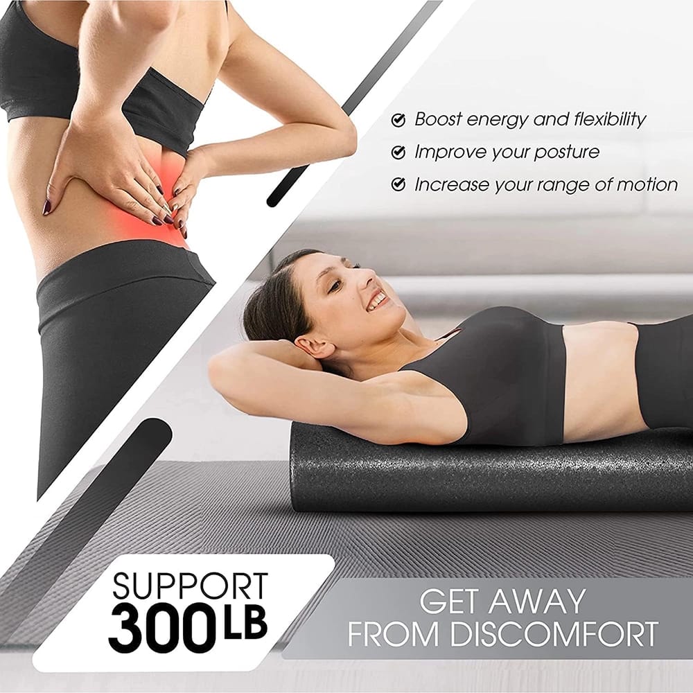 Yes4All EPP Exercise Foam Roller, Black, 18"