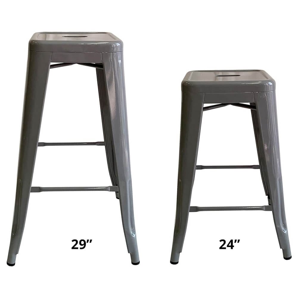 Kypton Industrial 29" Indoor/Outdoor Counter Stools, Set of 2, Gray