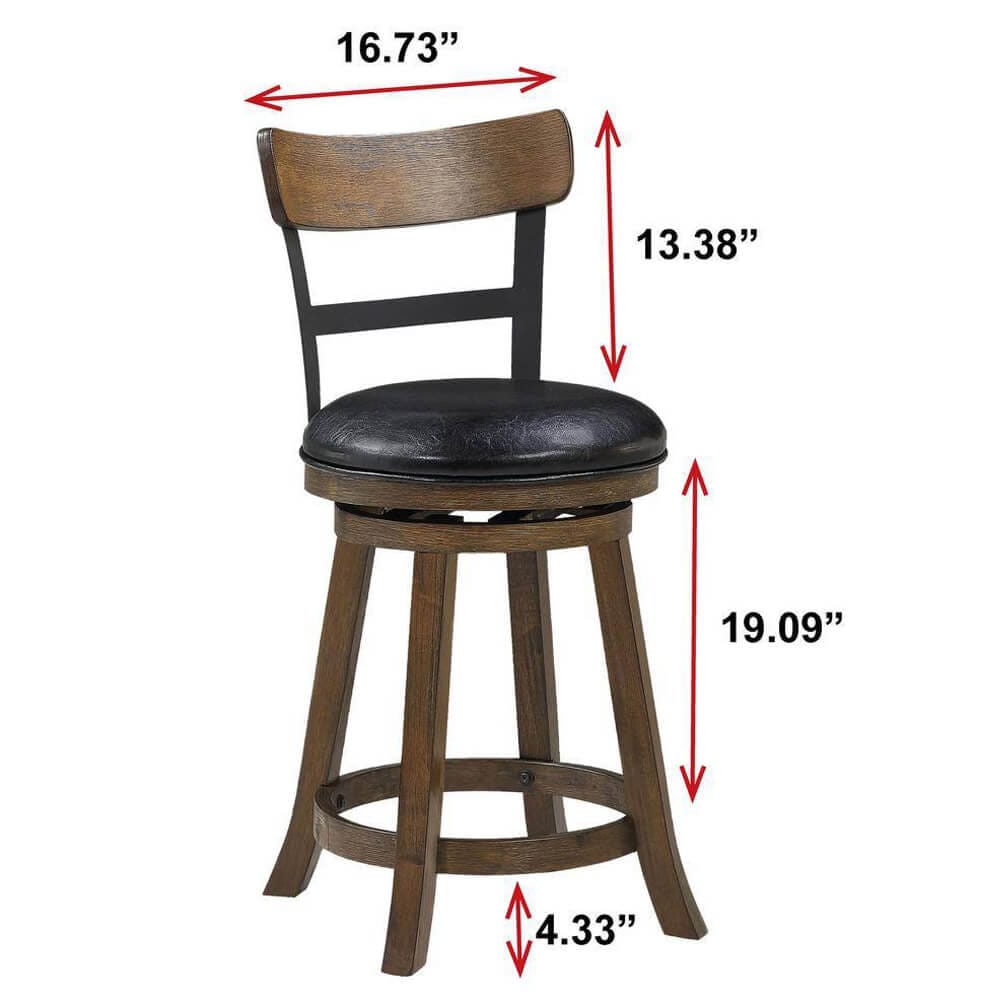 Home 2 Office Riverside 29" High Back Swivel Bar Stool, Walnut