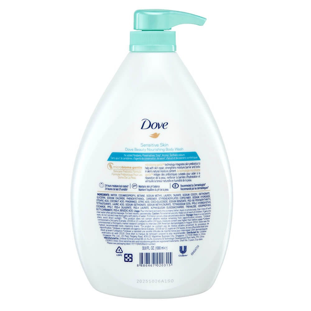 Dove Sensitive Skin Beauty Nourishing Body Wash, 33.8 oz