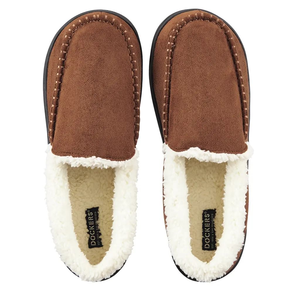 Dockers Men's Memory Foam Venetian Moccasin Slipper, Tan