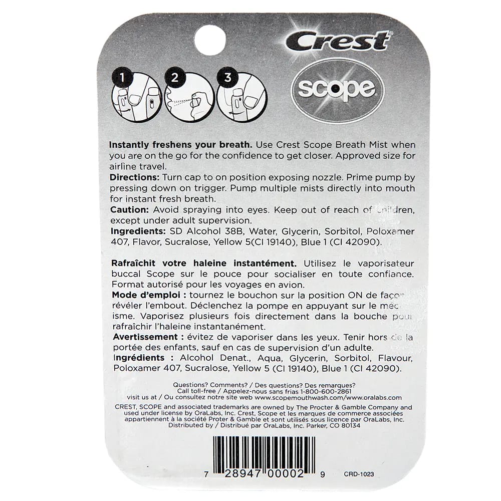 Crest Scope Breath Mist Spray, 2 pk, 0.24 oz