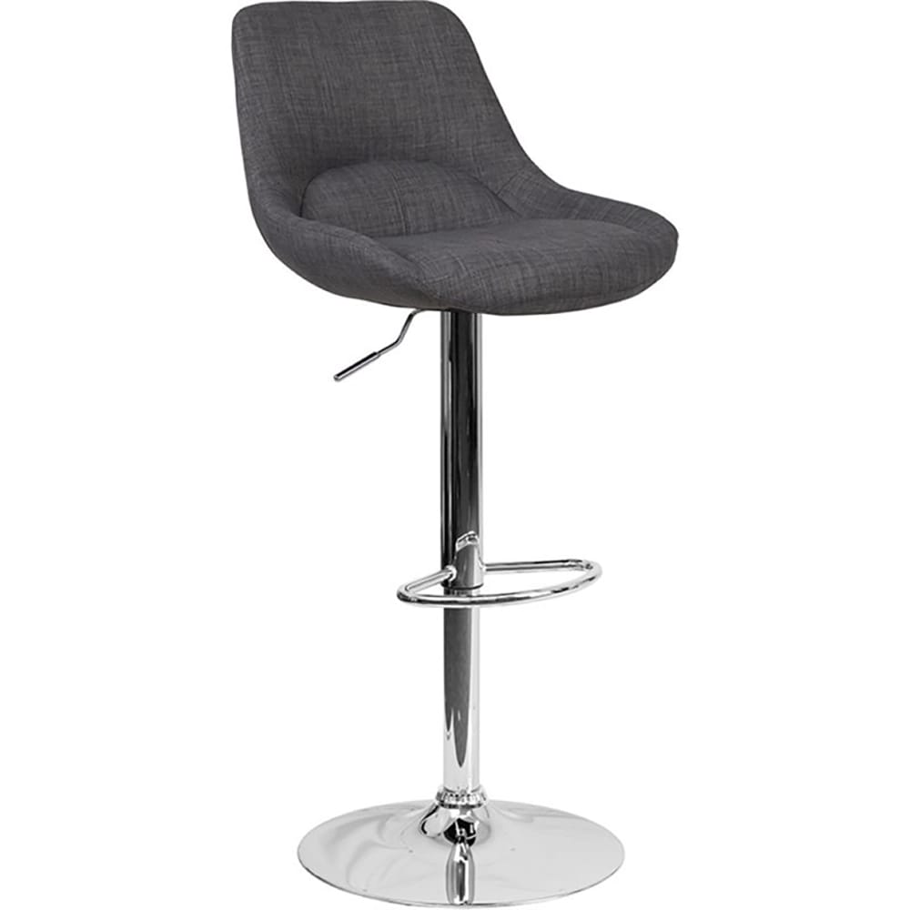 Adjustable Barstool with Chrome Base, Dark Gray