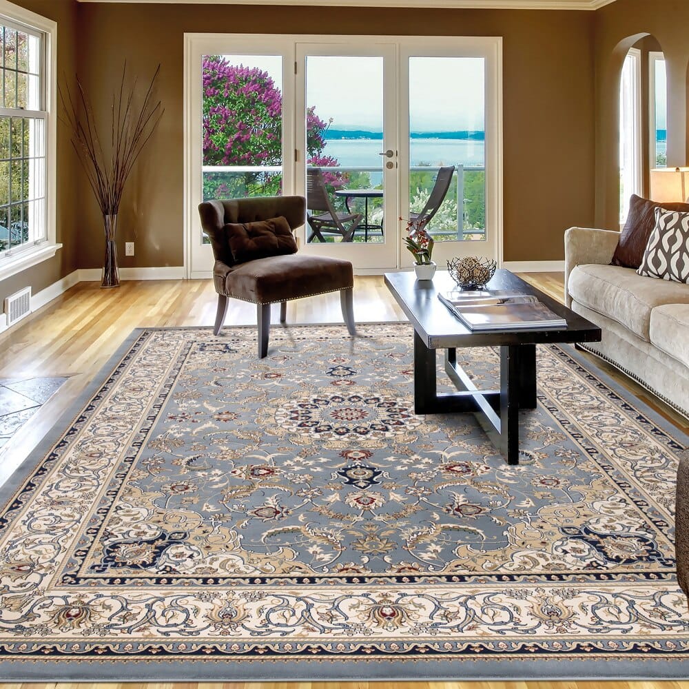 Newbury Area Rug, 10'10" x 15', Jamila Blue/Ivory