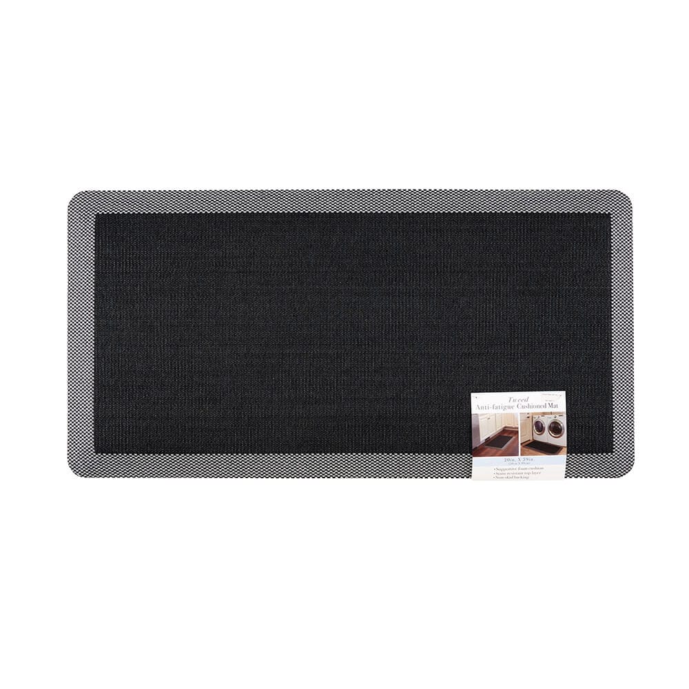 Black Tweed Antifatigue Cushioned Mat with NonSkid Backing, 20” x 39”