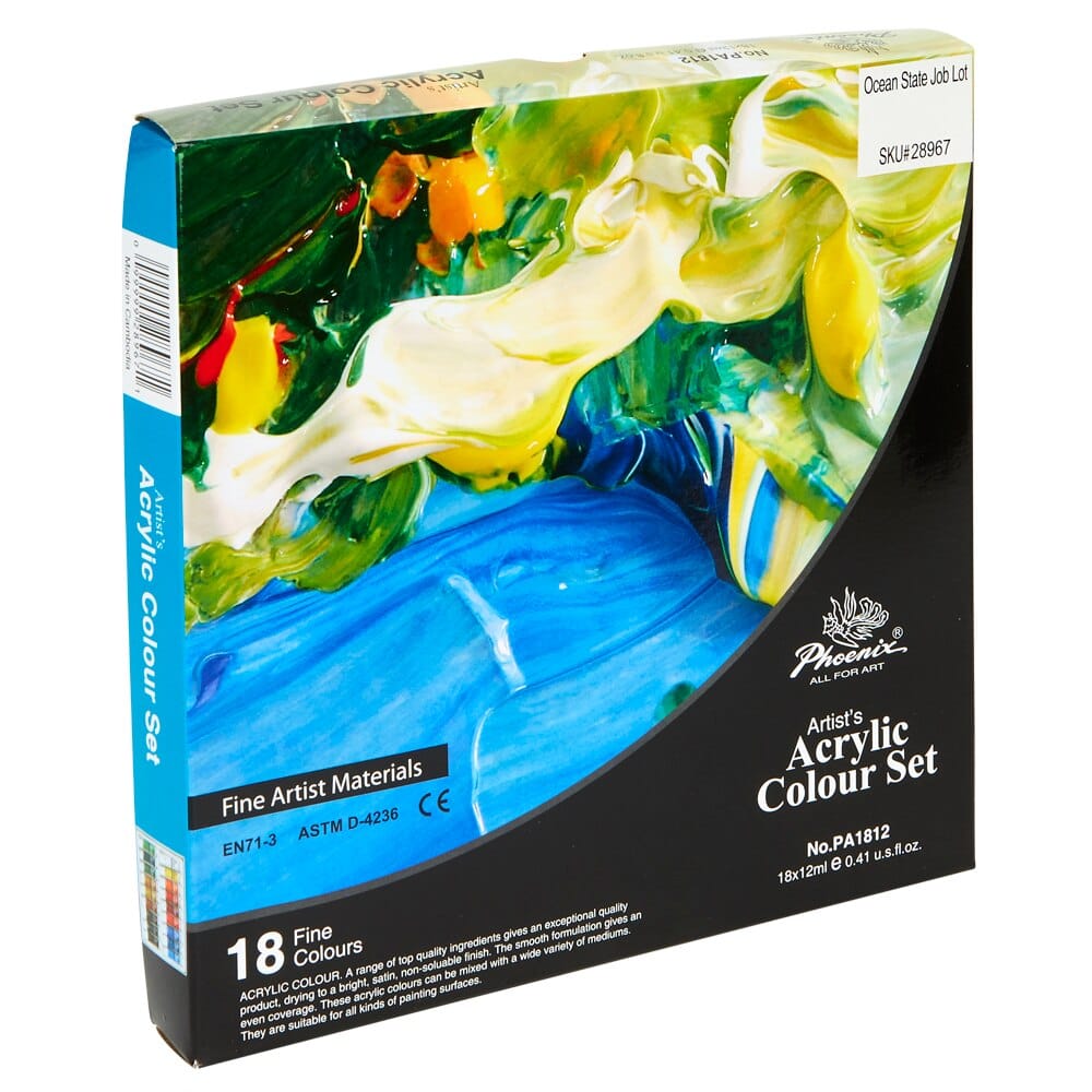 Phoenix Artist's Acrylic Colour Set, 18 Piece