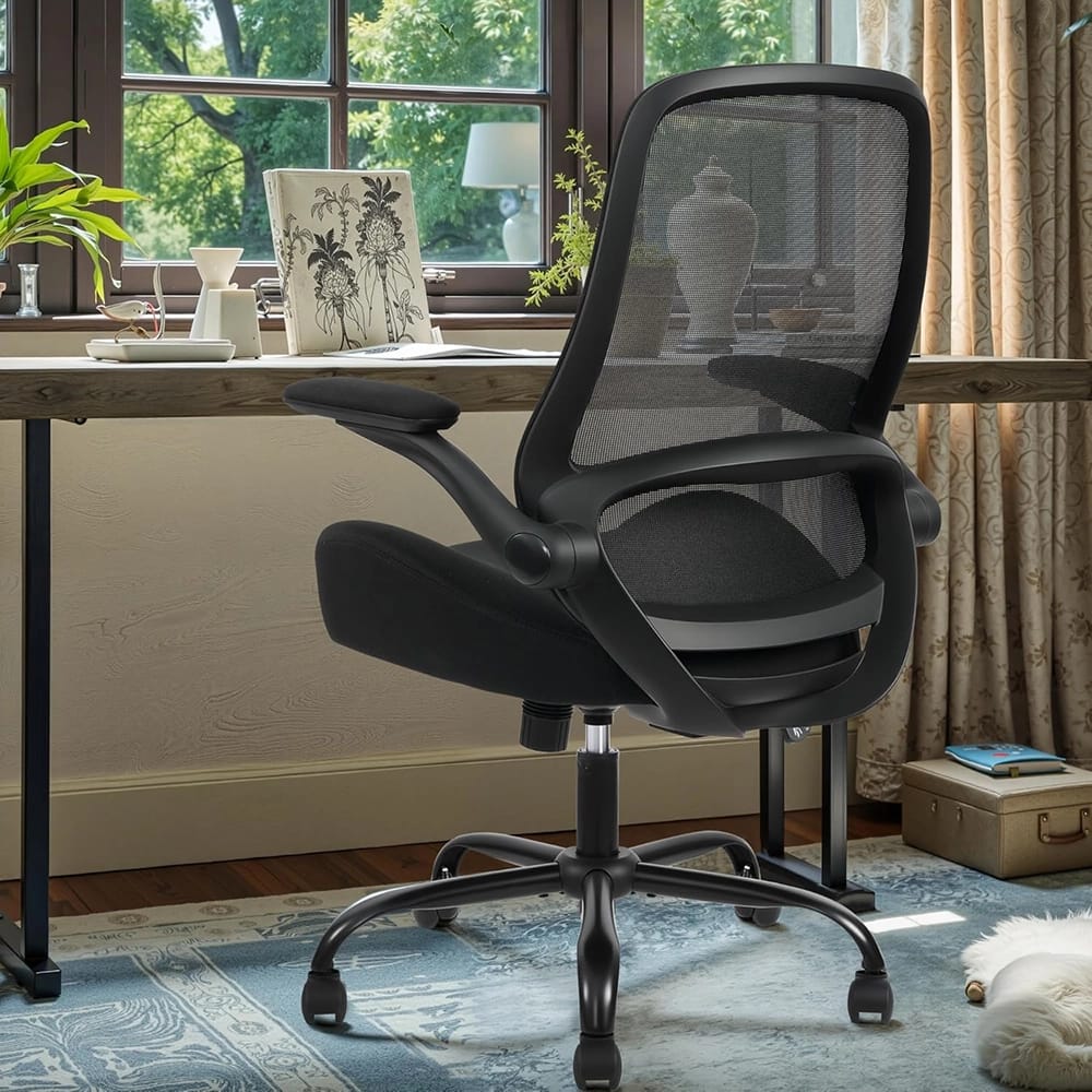 HYLONE Ergonomic Desk Chair with Flip up Armrests, Black