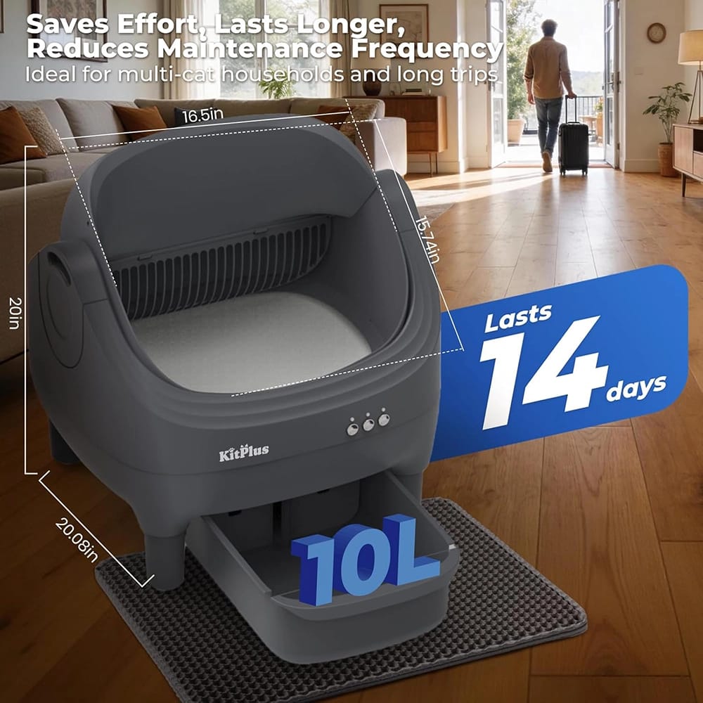 KitPlus Self Cleaning Litter Box, Black
