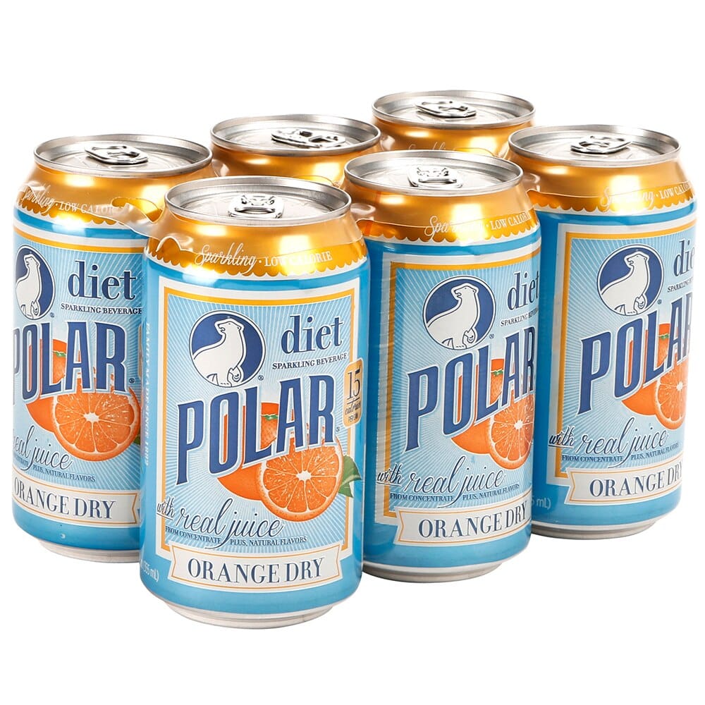 Polar Diet Orange Dry, 12 fl oz, 6 Count