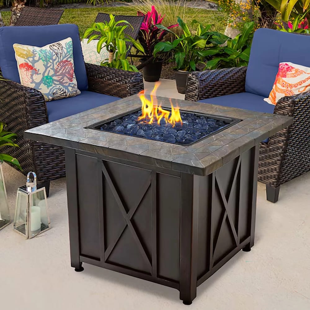 Endless Summer 24" LP Gas Outdoor Fire Pit, 30,000 BTU, Blue Fireglass