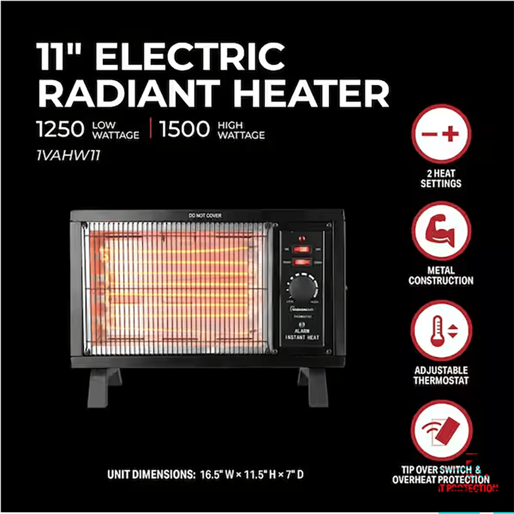 Radiant Electric Space Heater, Black
