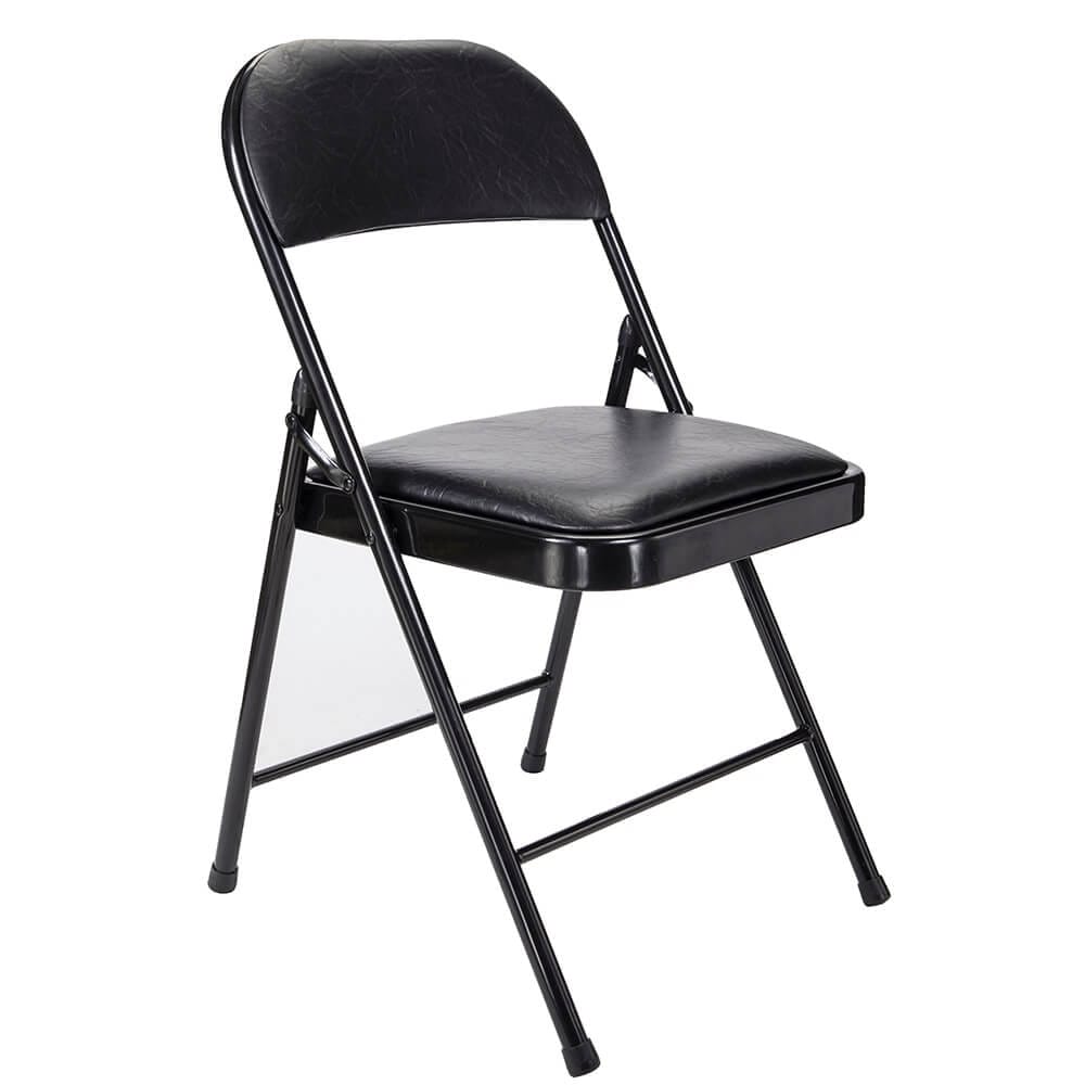 Padded Metal Folding Chair, Black