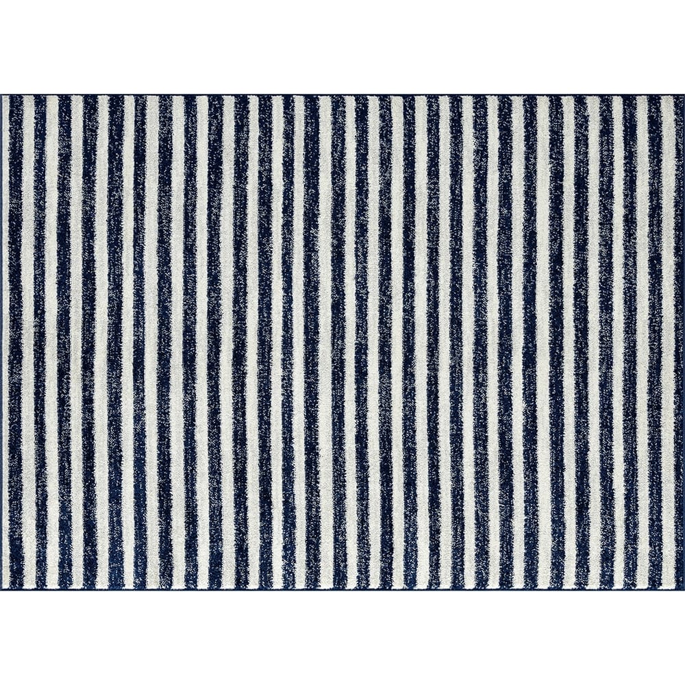 Daphnes 8'6" x 12'5" Contemporary Striped Area Rug, Navy/Cream