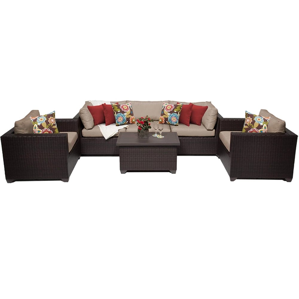 Anishia 6-Piece Sofa Seating Group with Cushions, Dark Brown/Wheat