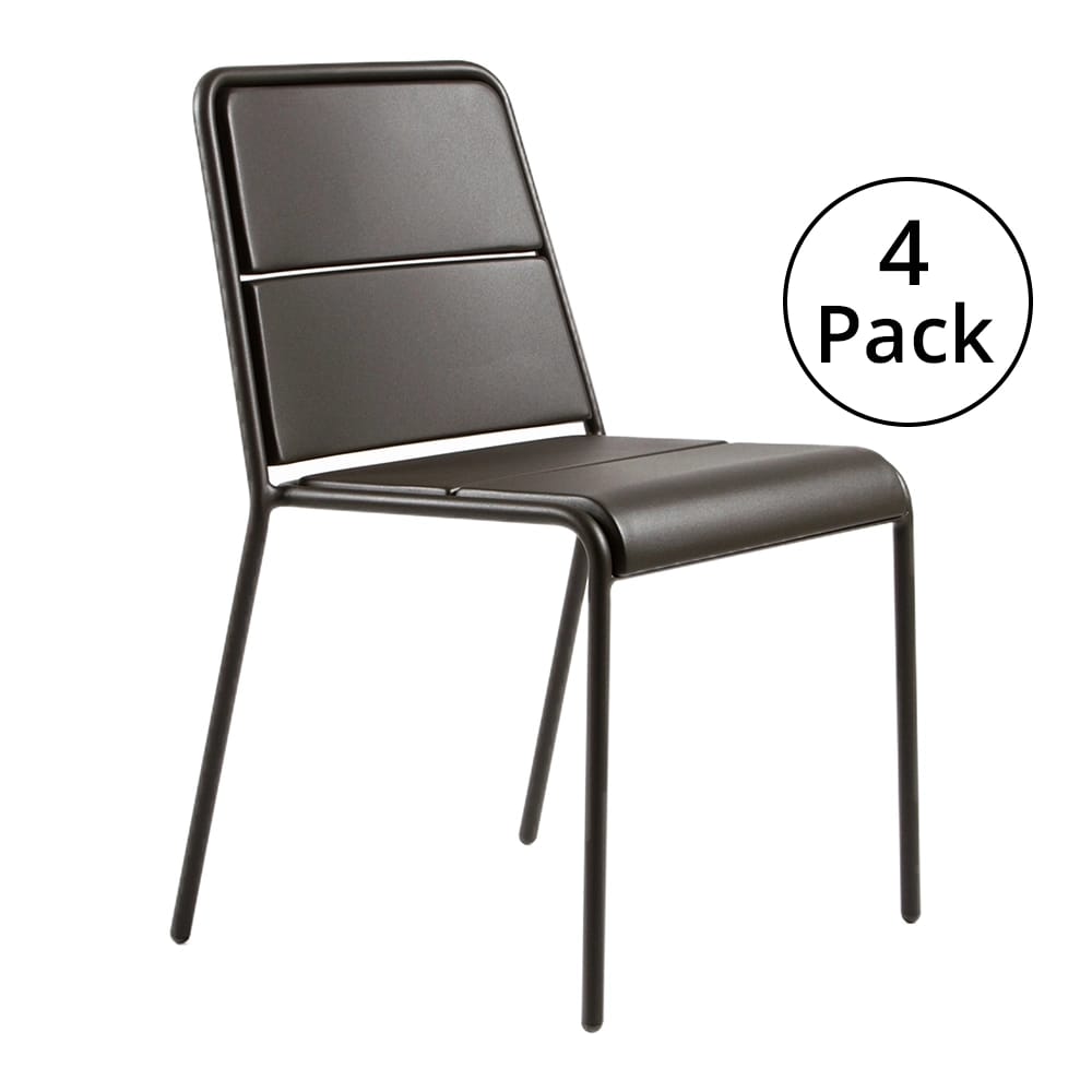 Maiori Patio Side Chair, Charbon, 4 Pack