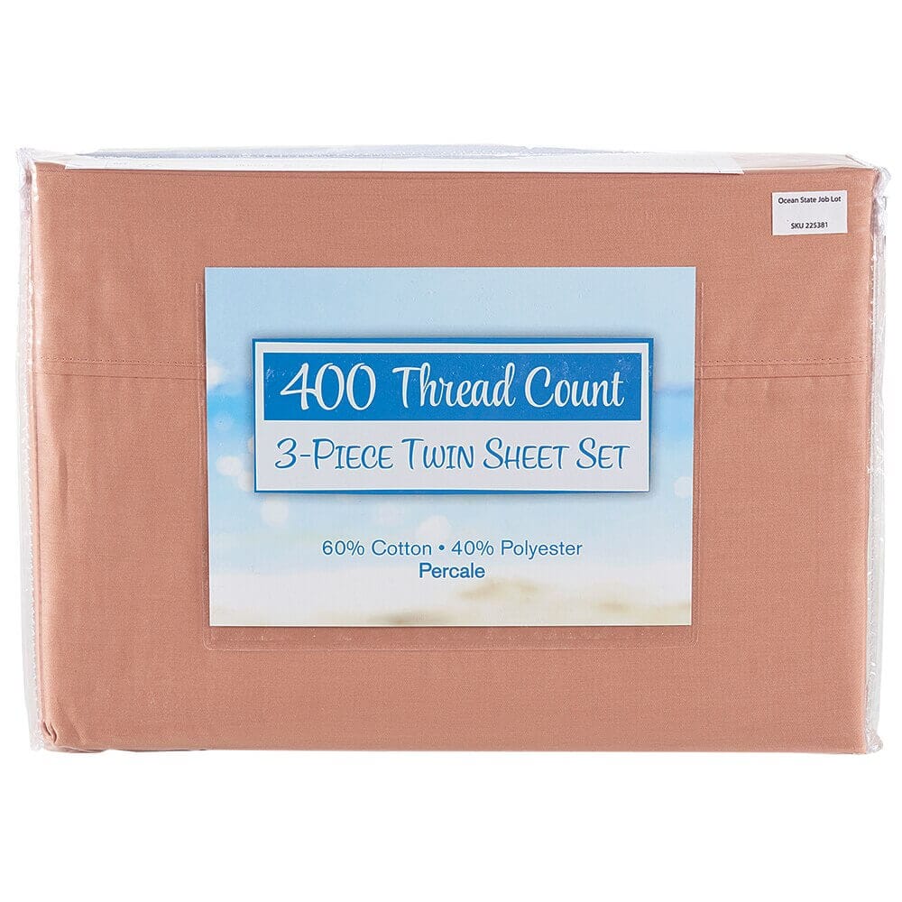 Coastal Collection 400 Thread Count Twin Sheet Set, 3-Piece