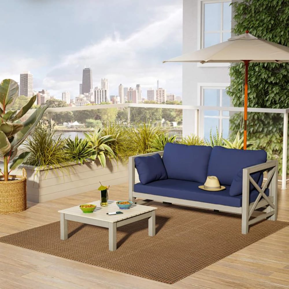 TK Classics 2 Piece Outdoor Conversation Set, Gray/Navy
