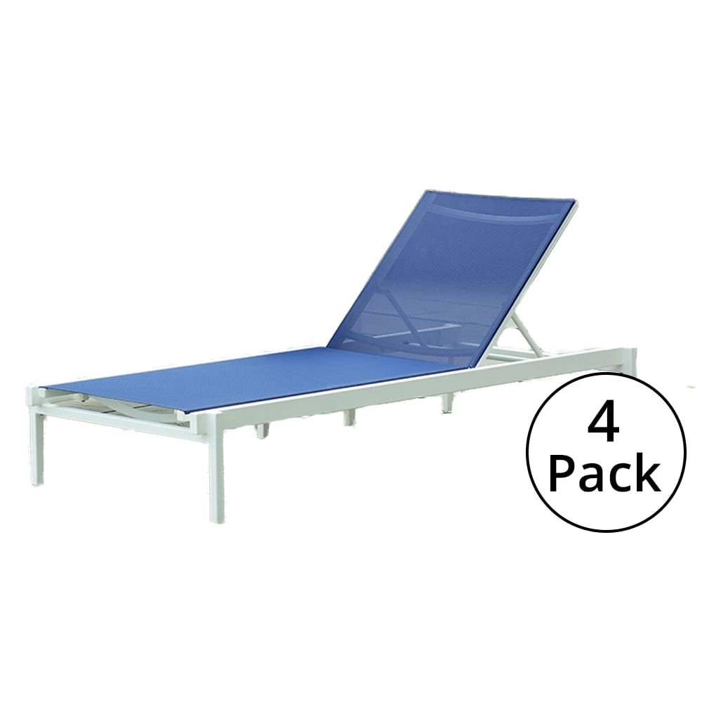 Maiori Impression Sunbed with Sling, Blanc/Night, 4 Pack