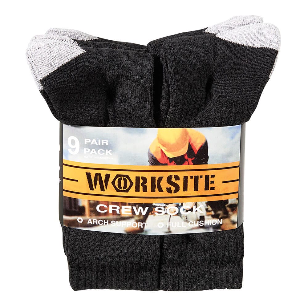 WorkSite Men's Crew Socks, 9 Pairs