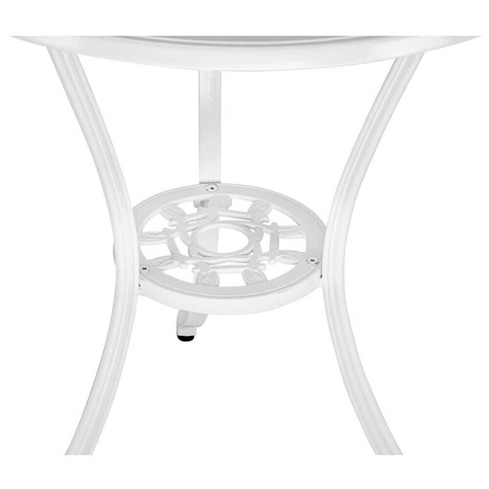 3-Piece Cast Aluminum Outdoor Bistro Set with Tulip Design, White