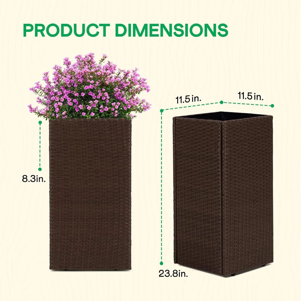 Idzo All-Weather Wicker Planters, 2-Piece, Brown