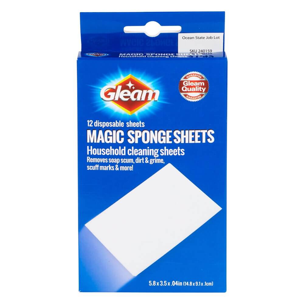 Gleam Disposable Magic Sponge Cleaning Sheets, 12-Count