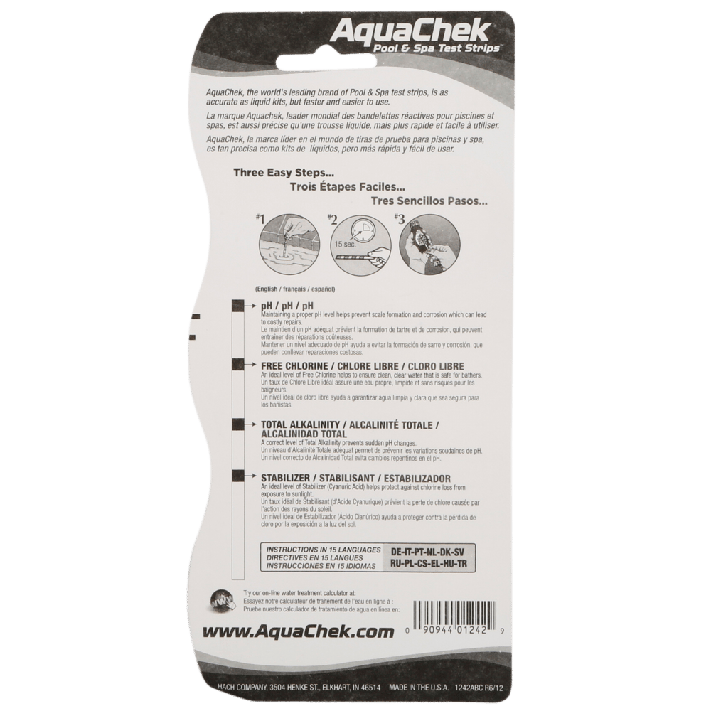 AquaChek Yellow 4-In-1 Pool & Spa Test Strips, 50-Count