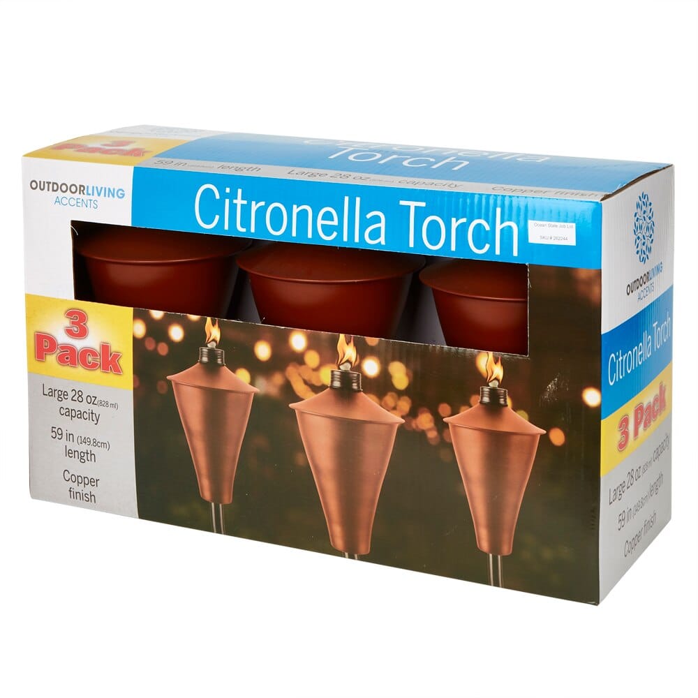 Outdoor Living Accents 59" Metal Citronella Oil Torch Set, 3-pack