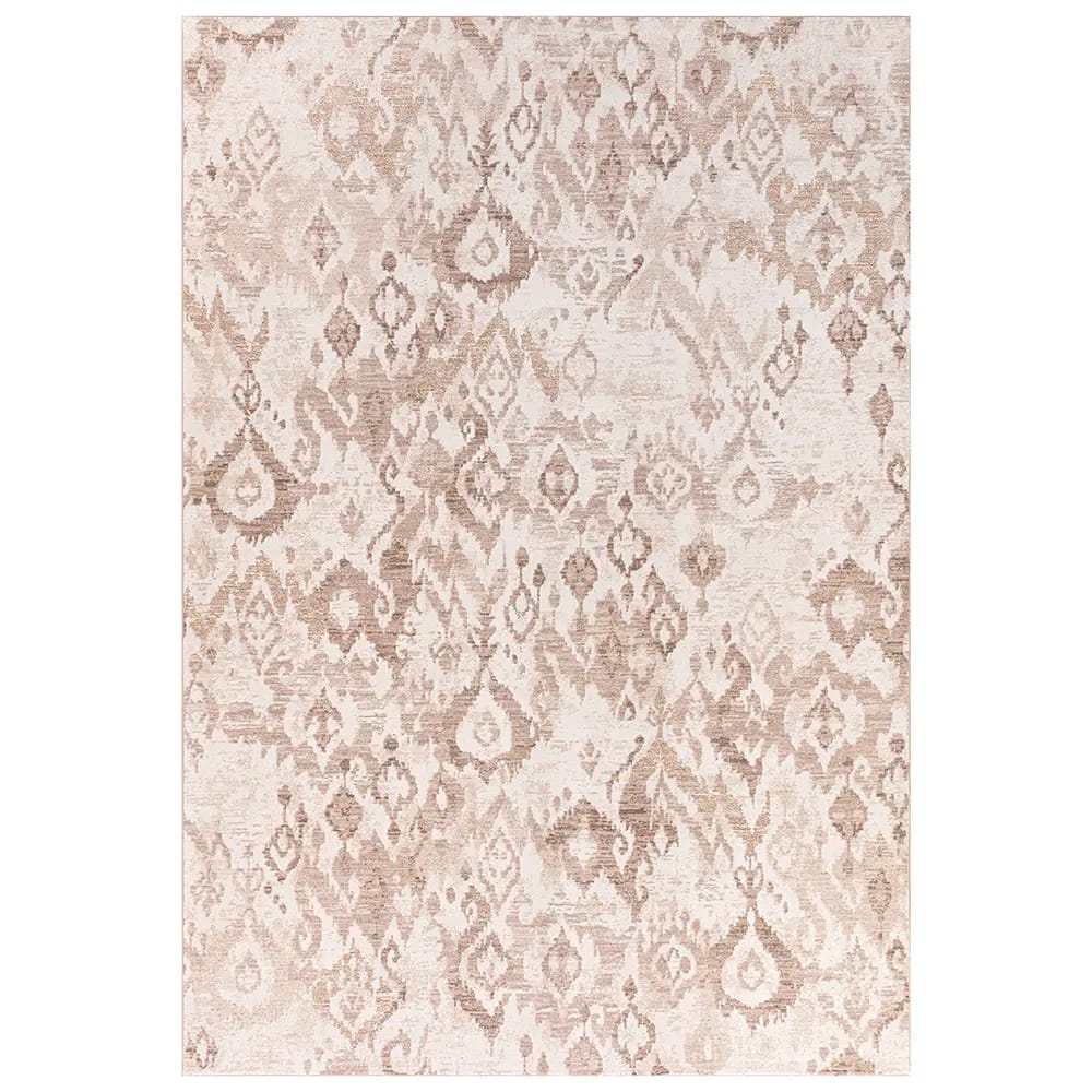 Hazel Collection 9' x 12' Ikat Area Rug, Beige & Ivory