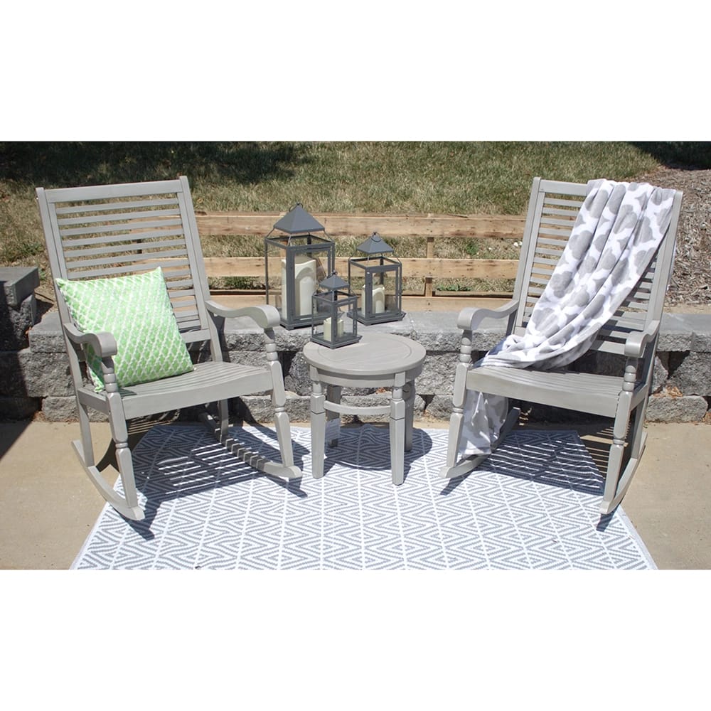 Smart Living Hardwood Rocking Chair, Gray