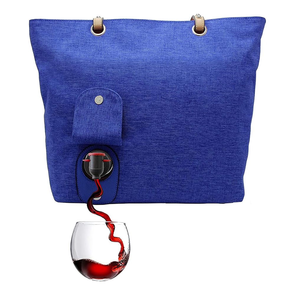 PortoVino Canvas Wine Purse, Royal Blue