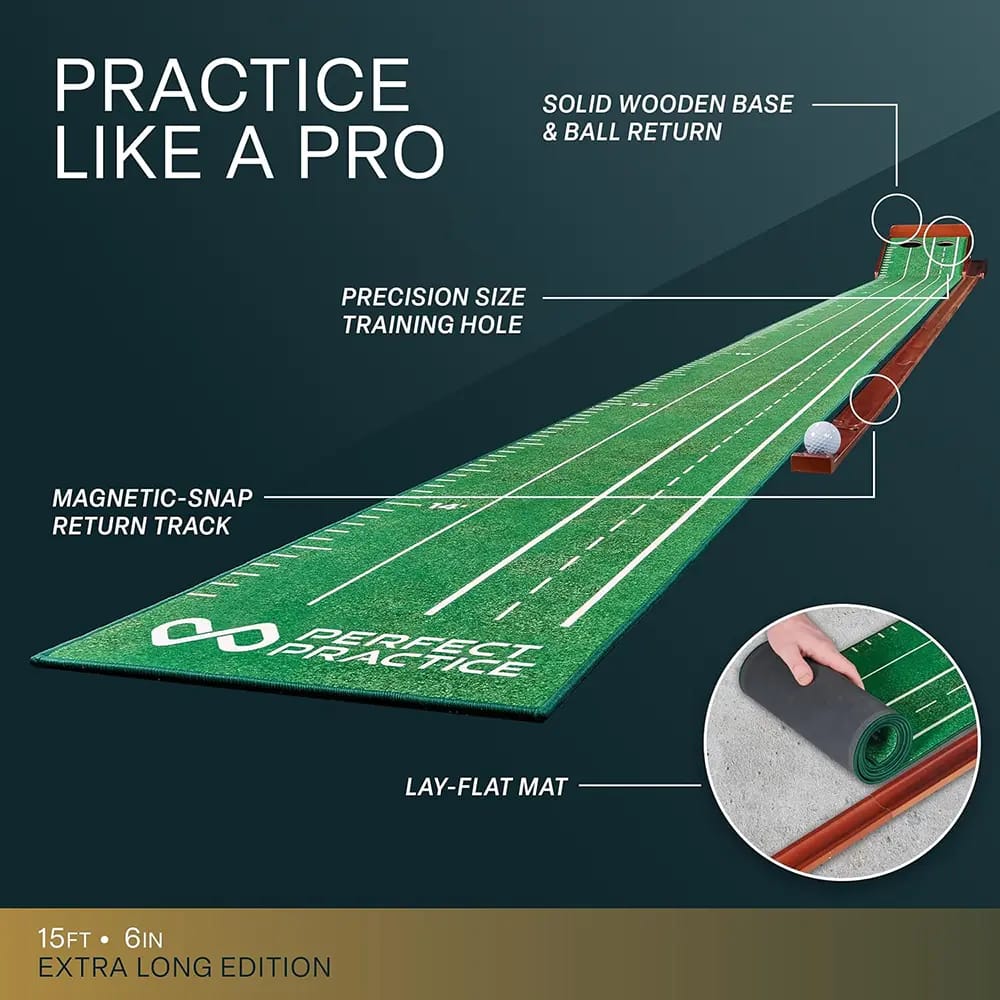 Perfect Practice XL Indoor Golf Putting Mat, 15' x 6"