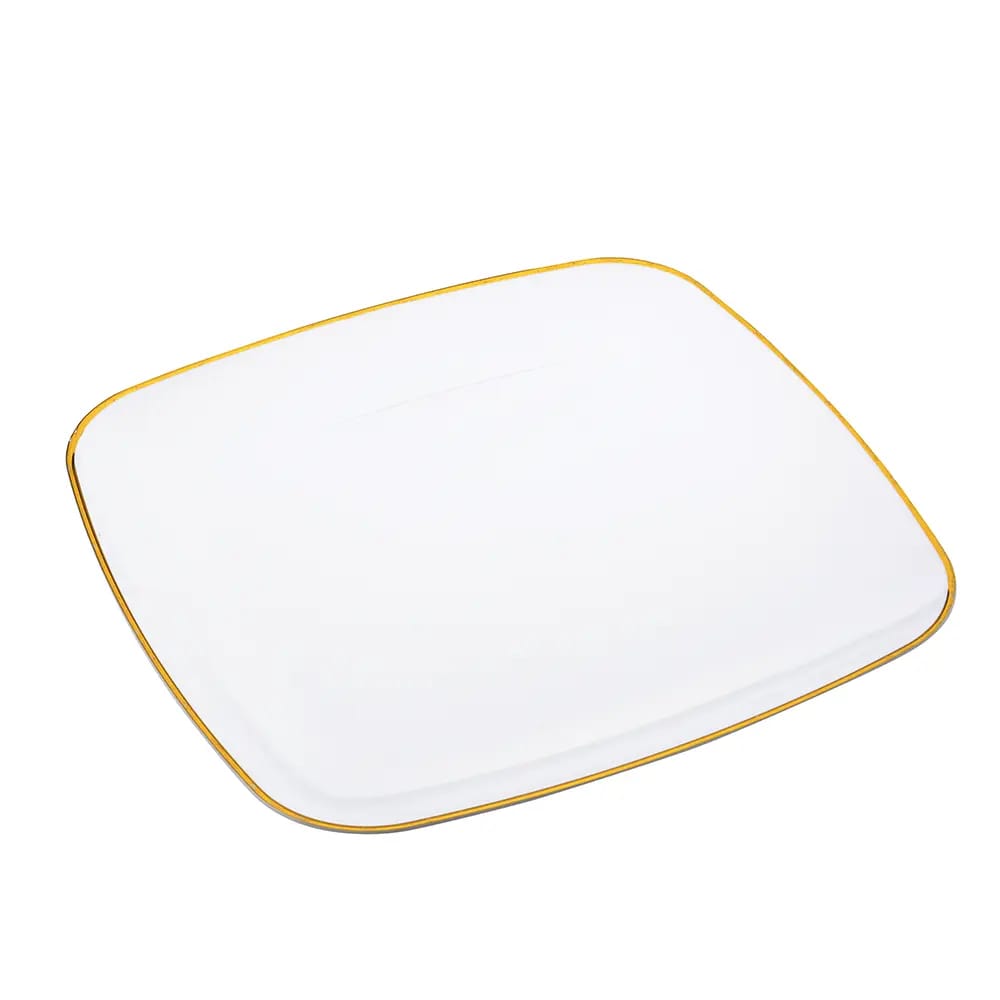 Smith & Callahan Premium Plastic 14" Gold Rim Square Platter, 3 Count