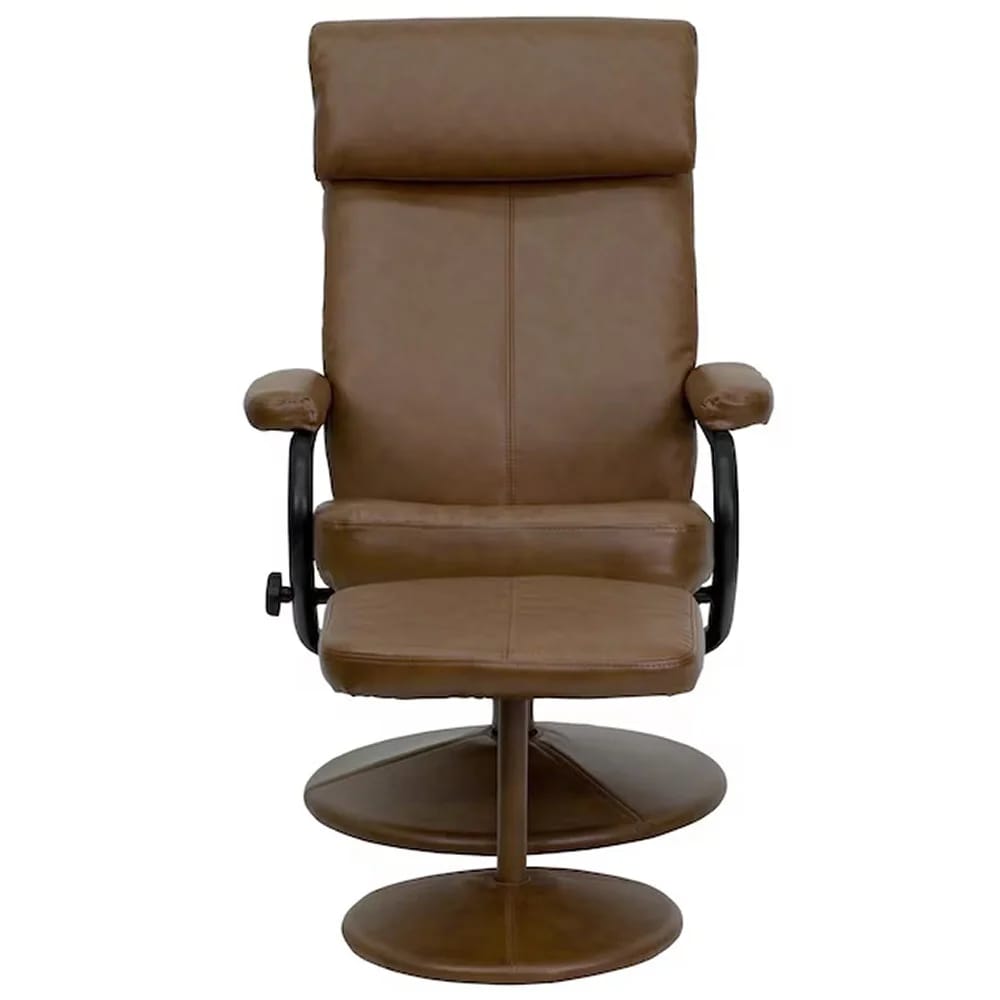 Flash Furniture Faux Leather Swivel Recliner with Ottoman, Brown