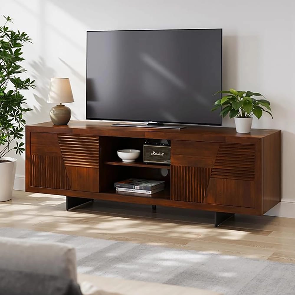 Bme Trapeze Living Room TV Stand, Walnut