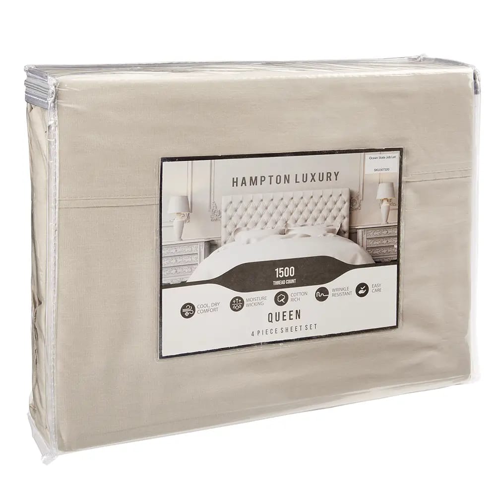 Hampton Sheet Set, Queen, 1500 Thread Count, 4pc