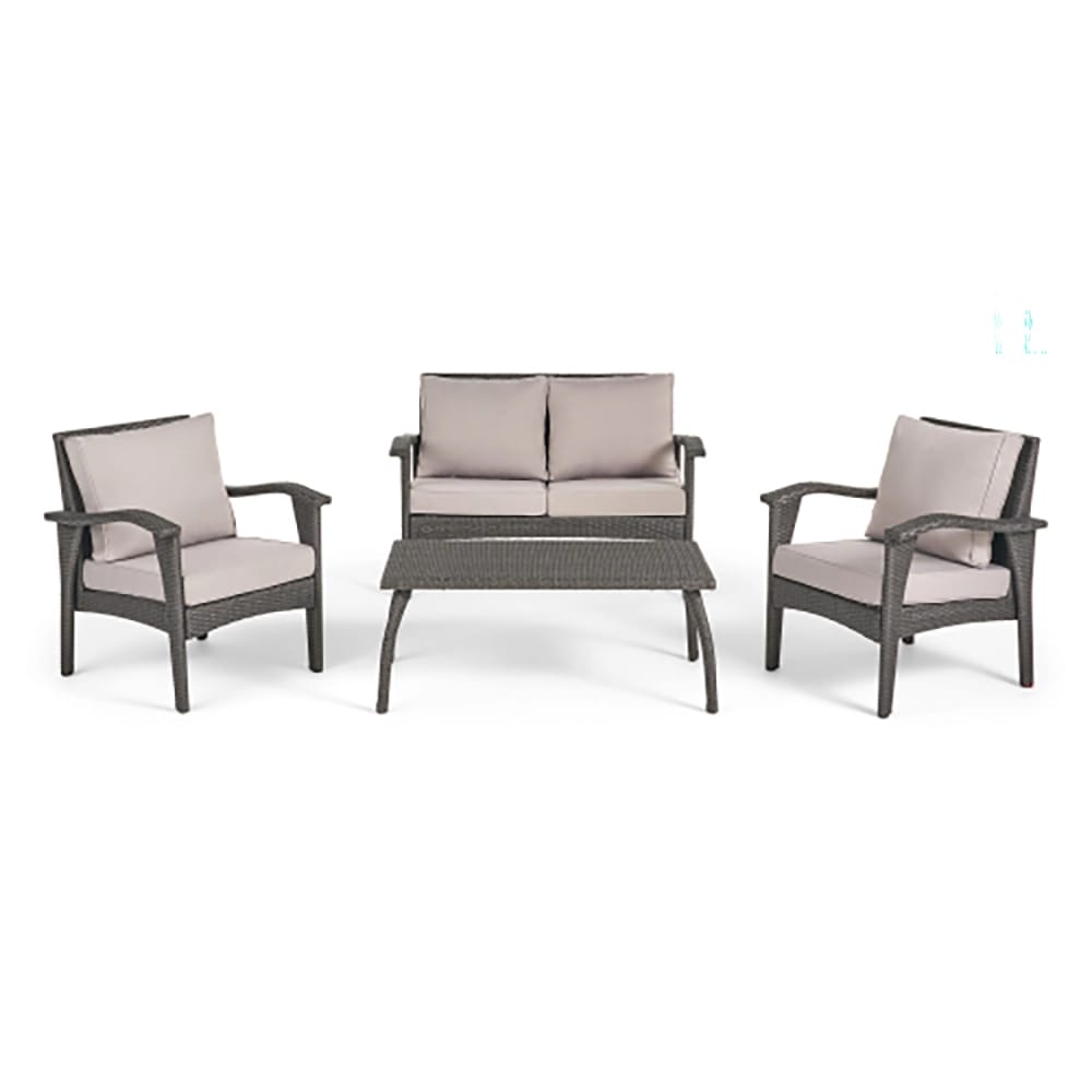 Honolulu 4-Piece Wicker Patio Set, Gray