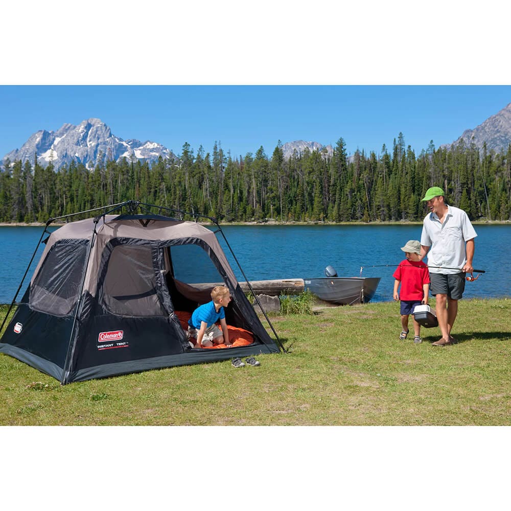 Coleman 4-Person Cabin Camping Tent with Instant Setup, Black/Gray