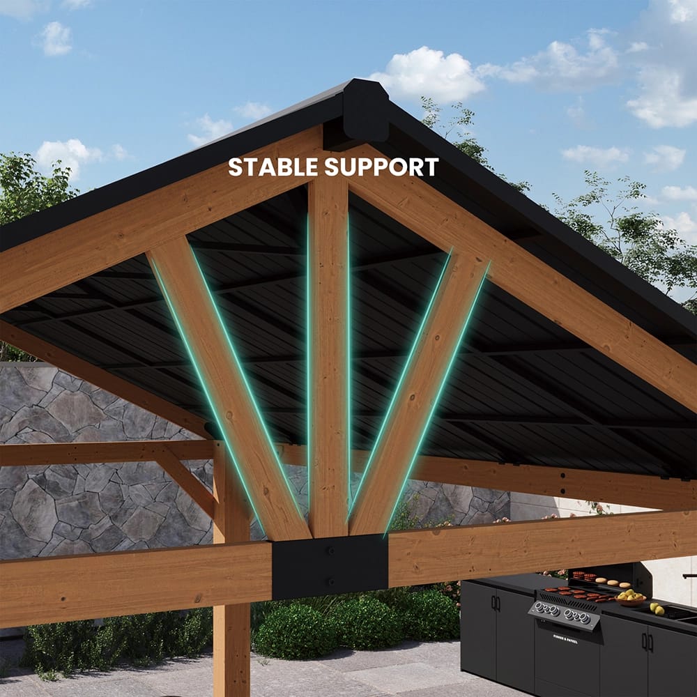 Woodland 13' x 15' Cedar Wood Hard Top Gazebo