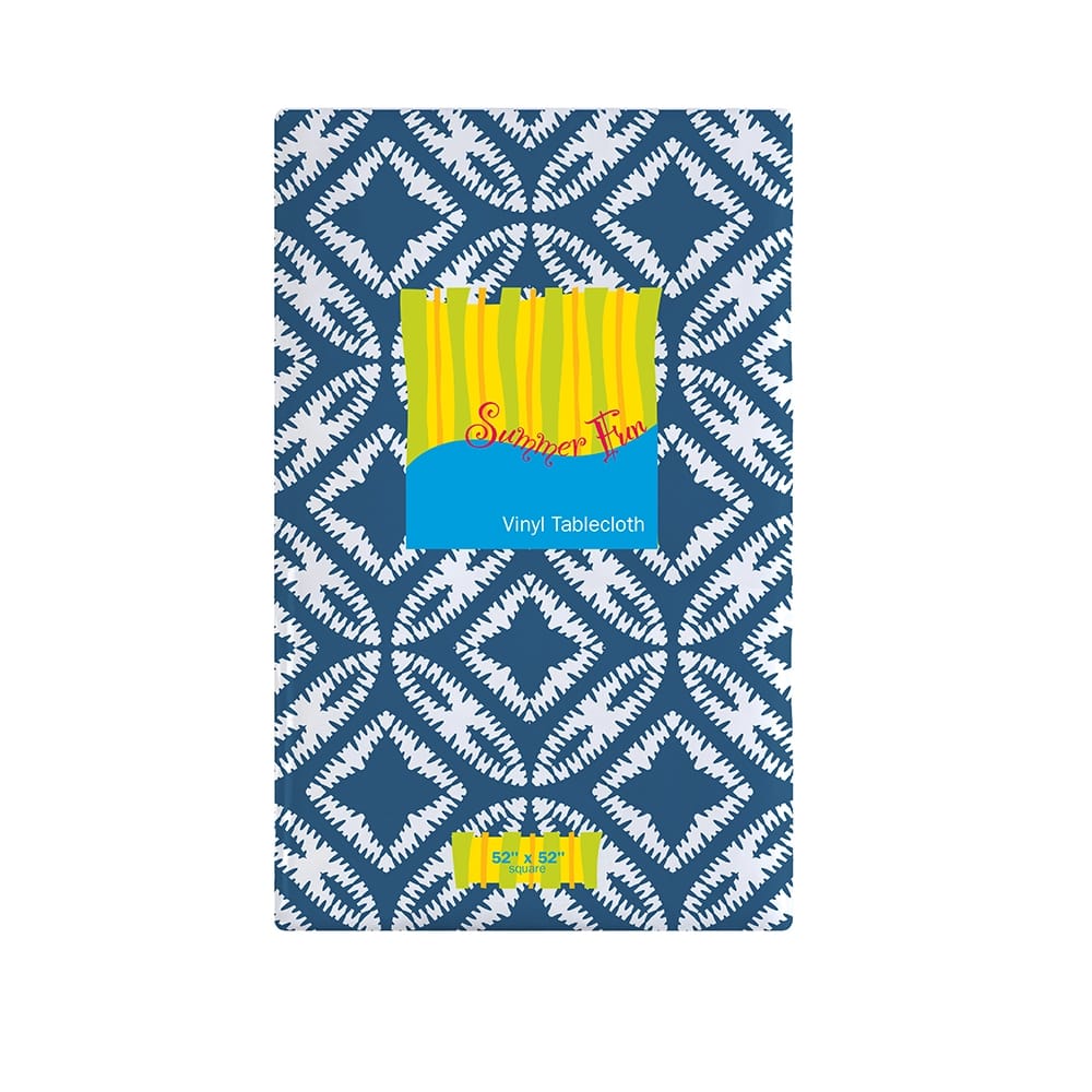Blues Vinyl Tablecloth with Flannel Backing