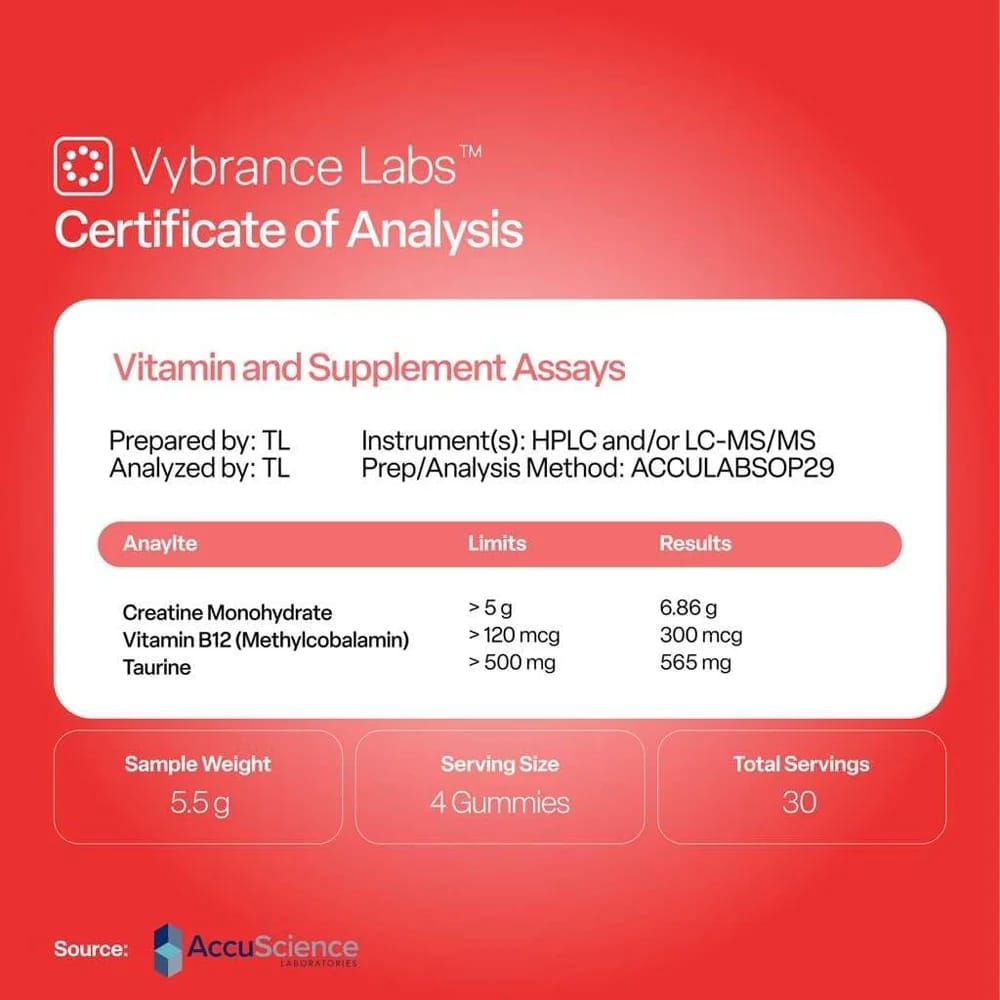 Vybrance Labs Creatine Monohydrate Gummies, Watermelon, 120 ct