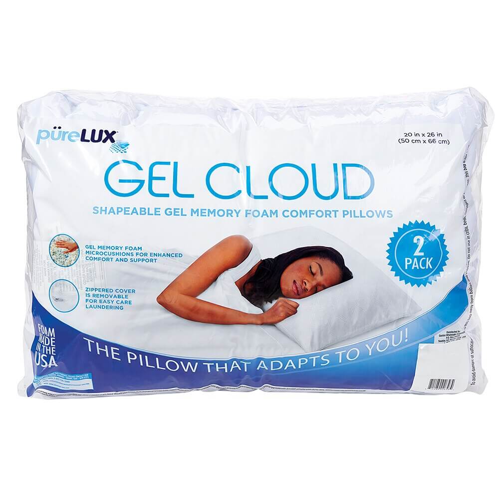 pureLUX Shapeable Gel Memory Foam Comfort Pillows, 2-Count