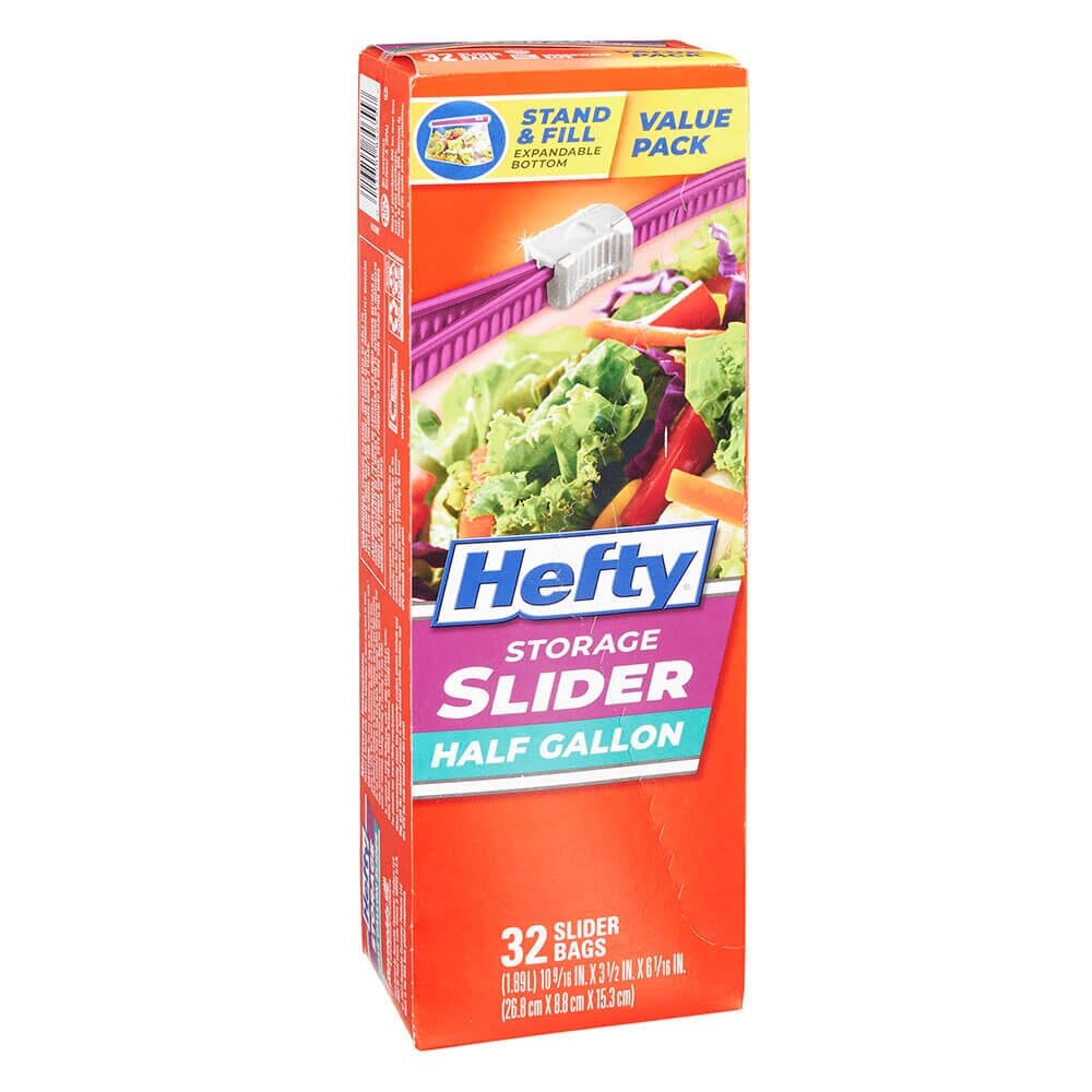 Hefty Storage Half Gallon Slider Bags, 32 Count